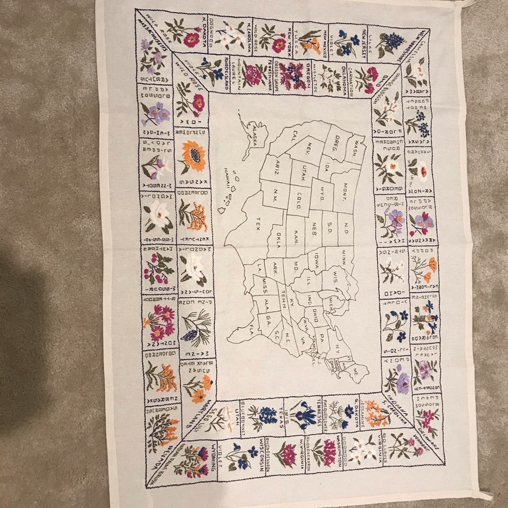 State Flower Embroidered Wall Tapestry